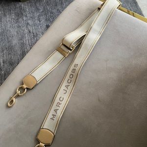Marc Jacobs THE LOGO WEBBING STRAP cream, gold & tan  leather for Tote Bag